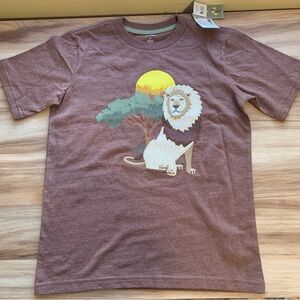 Gymboree Boys Kids Embroidered Lion Graphic T-Shirt Tee Top Cotton Zoo Patchwork